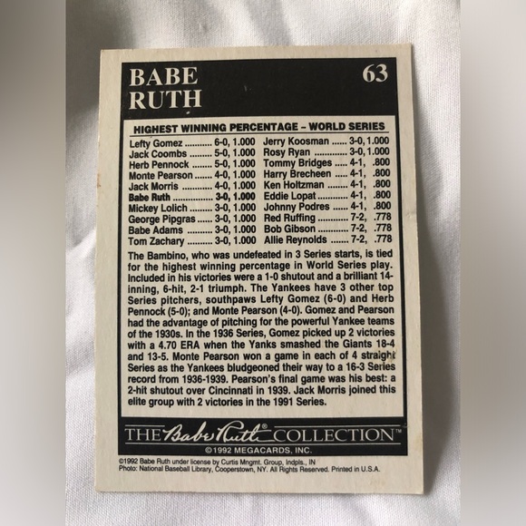 Babe Ruth baseball card - Picture 2 of 3